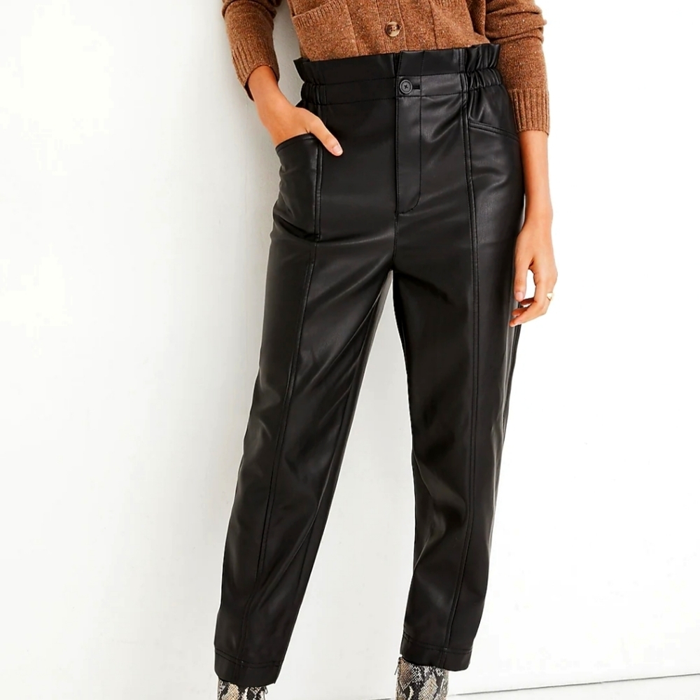 Madewell Vegan Leather Pull-On Paperbag Pants